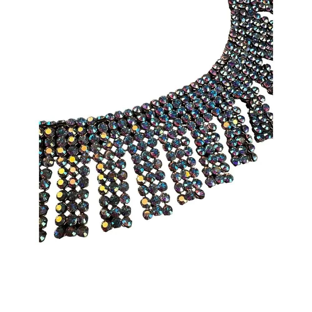 Vintage Swarovski Aurora Borealis Crystal Bib Statement Necklace & Bracelet Set
